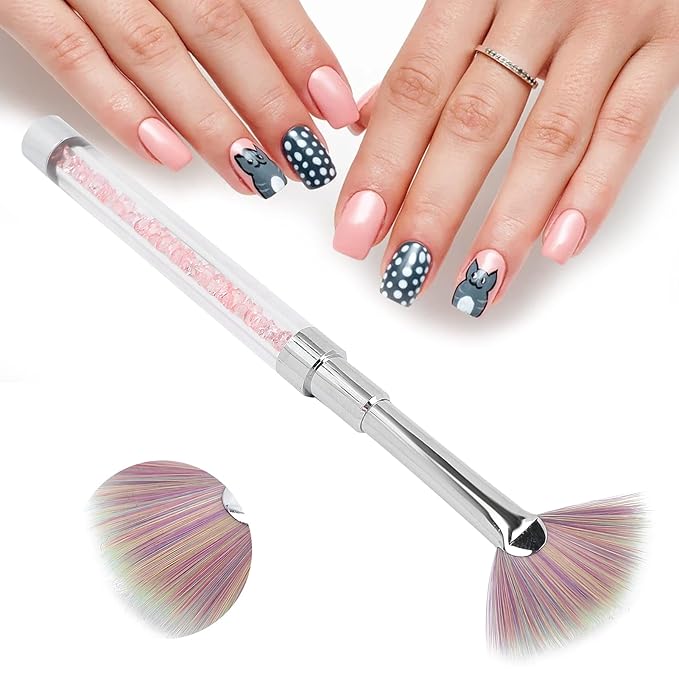 Fan-Shaped Nail Brush for Dusting, Flat Head Pen With Gradient Varnish, Art Manicure Brush With Small Head for Shaking Chalk