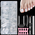 300PCS Toenail Extension Dual Form for Poly Gel, Full Cover Square French Tips Reusable Molds for Pedicure Nail Art Builder Tools with Brush Nail File Separators Salon Supplies