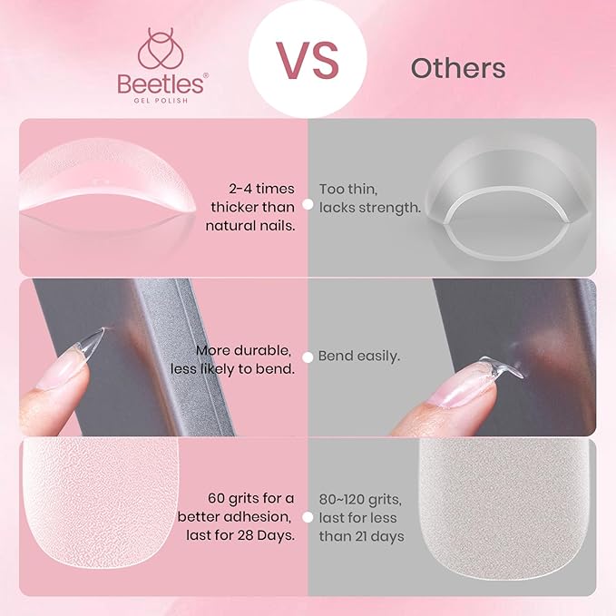 Beetles Gel Nail Tips Almond,288 pcs 12 Sizes Short Almond False Nail Tips Half Matte Full Cover Acrylic Gel Nail Tips Press On Nail Extensions for Women