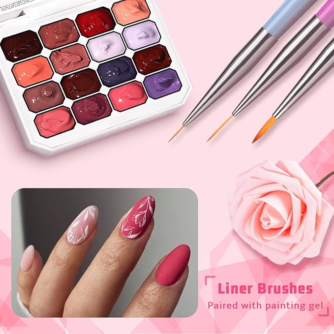 Sponges Pat Gel Nail Polish Palette, 16 Colors Blending Ombre Gel Polish Set Patting Gradient Painting Nails Art, No Wipe, UV/LED Cured, 100Sponges 6Brushes 1Grabber Tools Kit (Set 06)