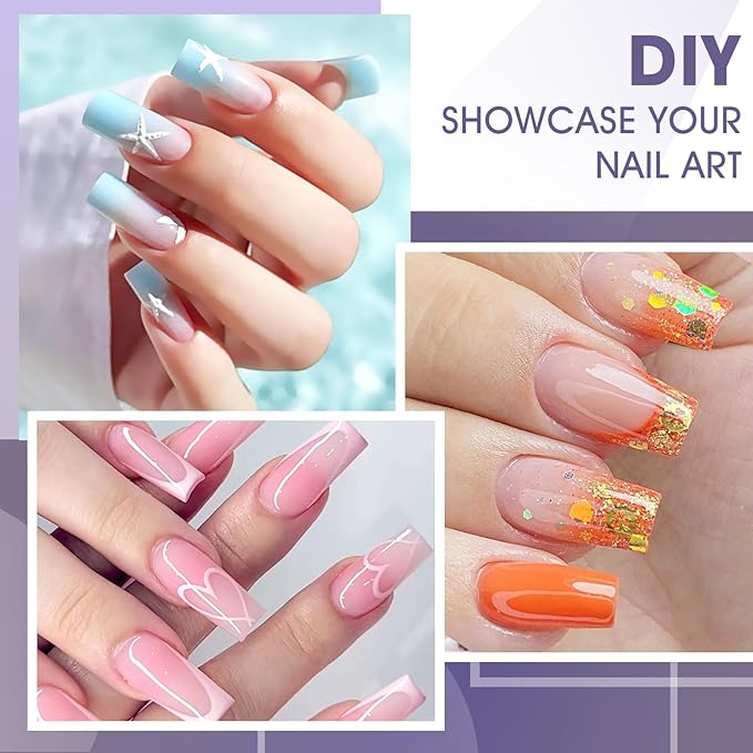 Medium Square Gel Nail Tips:240Pcs Half Matte Soft Clear False Nails Acrylic Square Full Cover Fake Nail Tips for Nail Extension Women Manicure DIY 12 Sizes