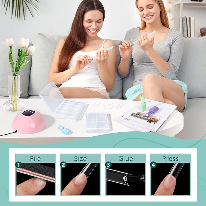 XL Long Clear Nail Tips: Half Cover 240PCS No C Curve Tapered Square Straight Nail Tips with 240PCS Stiletto Nail Tips for Salon Manicurist - Nail Extension Tips for Home DIY Manicure Hobbyists