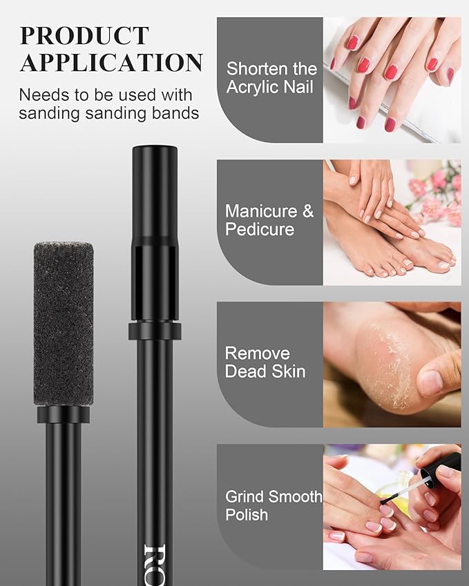 Rolybag 5Pcs Mandrel Nail Drill Bit 3.1mm Mini Mandrel Bit for Nails 3/32" Shanks E-File Nail Drill Bits for Small Sanding Bands Acrylic Gel Nails Manicure and Pedicures (Black)