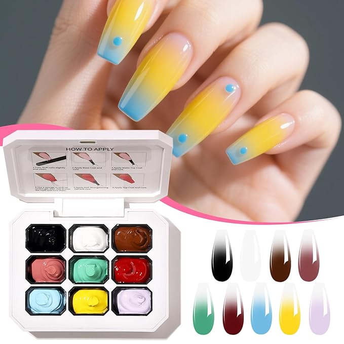 Ombre Gel Polish Nail Sponges for Ombre 9 Series Colorful Blush Effect Pat Painting Gradient Blooming gel ombre & pat paint for nails Multistyle French Manicure Nail Art DIY Home (A7, 1)