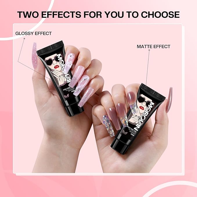 Morovan Poly Gel Nail Colors: 6 Colors Poly Nail Gel Pink Nude Poly Nail Extension Gel 15g Poly Gel Colors DIY Art Home Salon