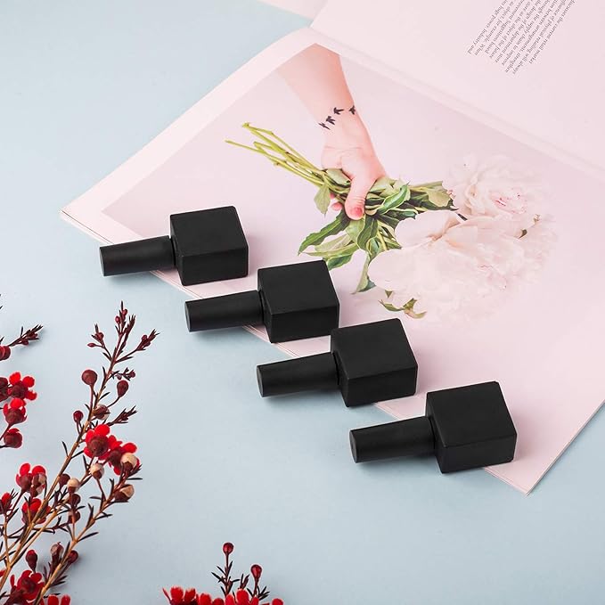 GTHER 20PCS Empty Nail Polish Bottles, Glass Refillable Nail Polish Bottles Container Vials with Brush Cap & Funnel & Mixing Balls, Black (10ML)