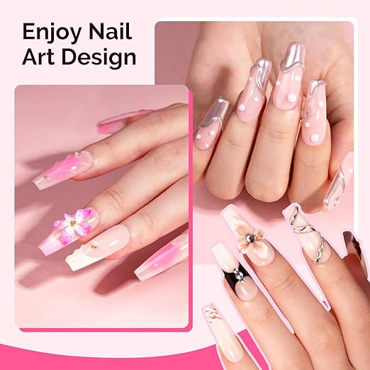 MelodySusie Solid Builder Nail Gel Kit 3D Nail Gels Sculpting Gel for Art Non-Sticky Hand Carving Glue Extension with Sequins Chrome Powder DIY Salon Home 60g