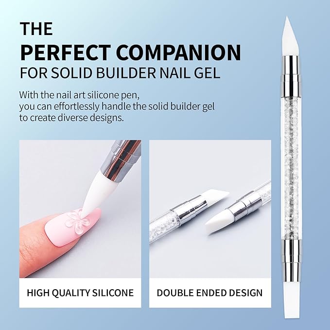 3D Gel Nail Art Kit-Sky Blue Solid Builder Gel for Nails 3D Sculpting Carving Building Modeling Hard Extension for Beginner DIY Salon at Home Cured Needed