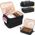 OCHEAL Nail Polish Organizer, Holds Nail Lamp and 45+ Bottles 2-in-1 Nail Polish Storage Case,Detachable Nail Techs Gel Kit Supplies Carring Bag for Manicurist Tools 45-Slot Nail Holder-Black