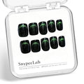 Press on Nails Short Square, Green Cat Eye Nails, St. Patrick's Day Nail, Glue on Nails Short, Football Nail, French Tip Smile Line Cat Eye Nails, Reusable, Acrylic 30Pcs(Green)