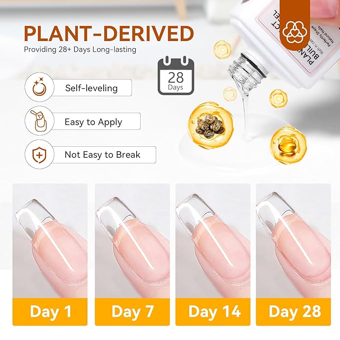 SAVILAND Clear Builder Nail Gel - 15 ml Builder Nail Gel In A Bottle Nail Extension Gel Hard Gel Nail Strengthener Rich in Castor Oil & Vitamin E for Damaged Nails Nail Repair Reforcement Art
