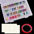 Nail Swatches Storage Box Press-On Nail Display Organizer Large Transparent Fake Nail Packaging Case with Double-Sided Adhesive Tape for Manicure Studio Salon Supplies