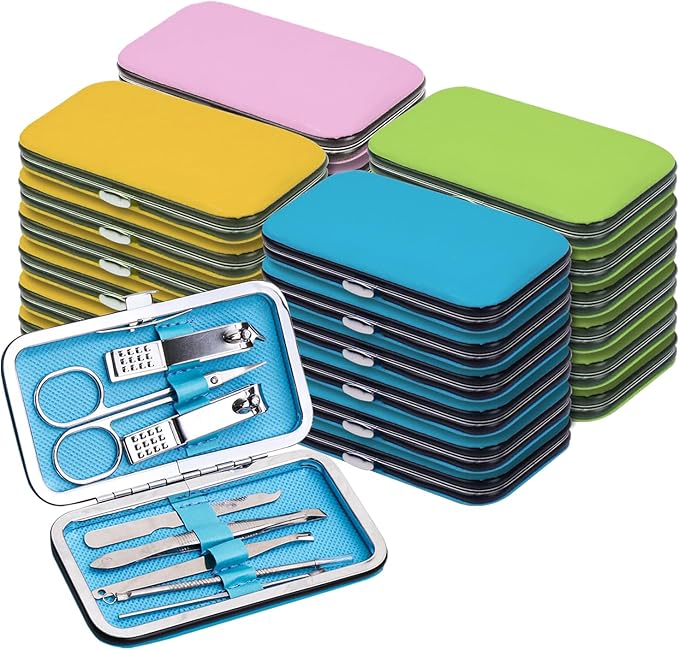 Manicure Set Bulk, Nail Clippers Kit Stainless Steel Fingernail Clippers Set, Sturdy Nail Tip Cutter Trimmers Professional Grooming Toenail Clippers Personal Pedicure Kits Gift (24 Pack 8 in 1)