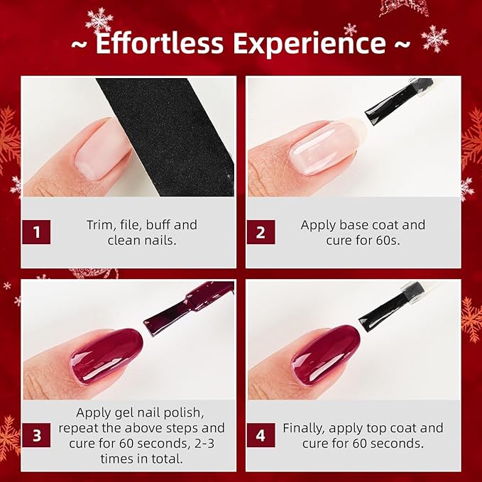 JODSONE Gel Nail Polish Set,10 Colors Winter Black White Glitter Burgundy Red & Green Silver Gel Polish DIY Salon for Girls Home DIY Gift