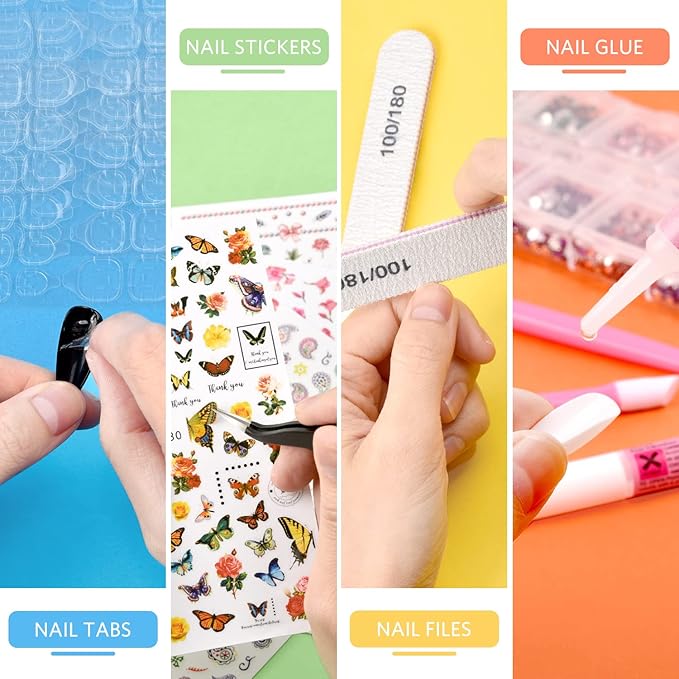 TsMADDTs Press On Nails Almond, 24 Colors 720 pcs Short Fake Nails with Glues, Stickers, Tweezer for Women