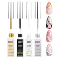Gel Liner Art Polish Set 10ml, 4 Colors Black White Gold Silver Design Paint with Thin Brush in Bottle for Swirl/Euphoria French Tips Manicure Painting DIY at Home