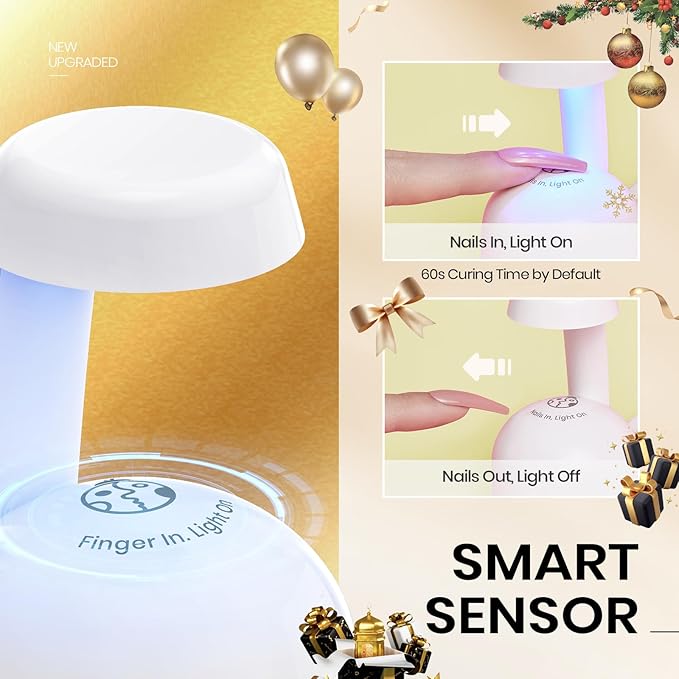 Beetles Mini Uv Light for Gel Nails Flash Curing Innovative with Smart Sensor for Easy and Fast Extension System, Portable Manicure Uv Led Light for Gel Nail Polish Diy
