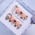 Press On Nails - Short Almond Handmade Unique Fake Nails, Artistic Design, Thick Acrylic and Muti-Layer Gel False Nails, Reusable Gel durable Oval 3D Fake Nails (Size M)
