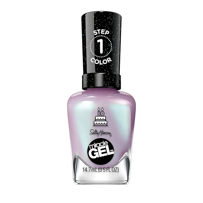Sally Hansen Miracle Gel Salon Quality Nail Polish | Gel-Like Formula, Two-Step System, No UV Light Needed, Long Lasting | Shimmery | 532 Affairy To Remember | Purple with hints of Blue Nail Polish