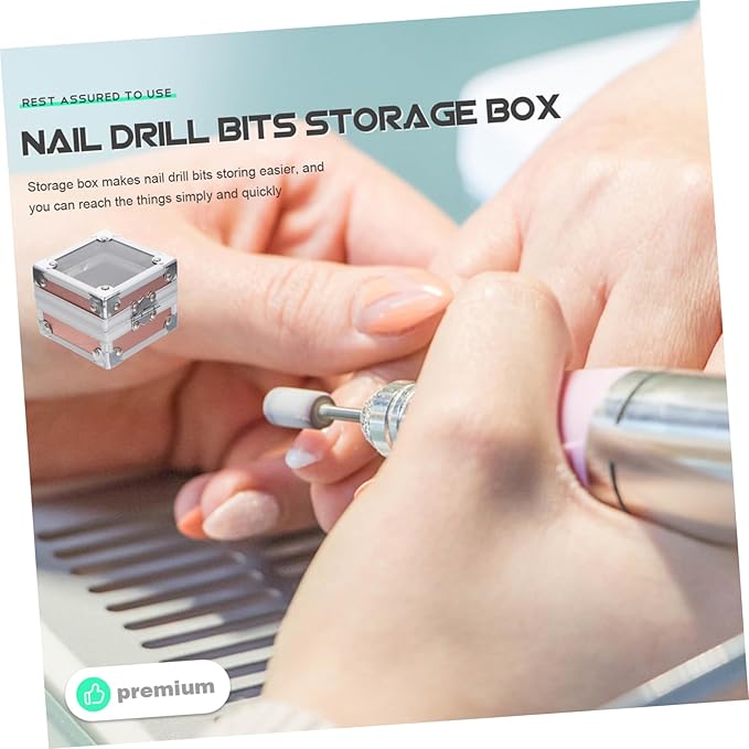 Angoily Nail Storage Box for Nail Drill Bits Nail Grinding Head Box Organizer Manicure Tool Display Case