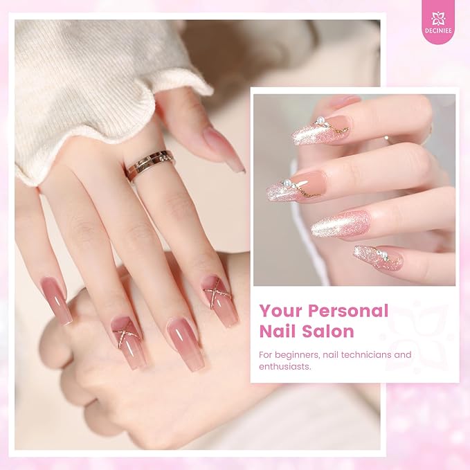 Nail Kit for Beginners with Everything: Professional Nail Acrylic Powder Liquid Set with Practice Finger Drill U V Light in Makeup Bag for Women Salon Home (Pink)