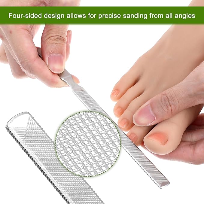 2Pcs Thick Toenail File for Men Stainless Steel Naill Files Toe File for Thick Nails Heavy Duty Toe Nails Filer Metal Toenail Files for Men Women, Manicure Pedicure Tool, 7” Long