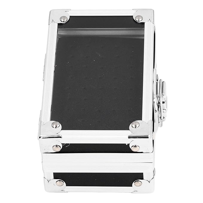 Dioche Nail Drill Bits Holder Dustproof Drop Resistant Multi Hole Storage Box for Nail Drill Bits - Durable Aluminum Alloy Container with Secure Lock and Transparent Cover