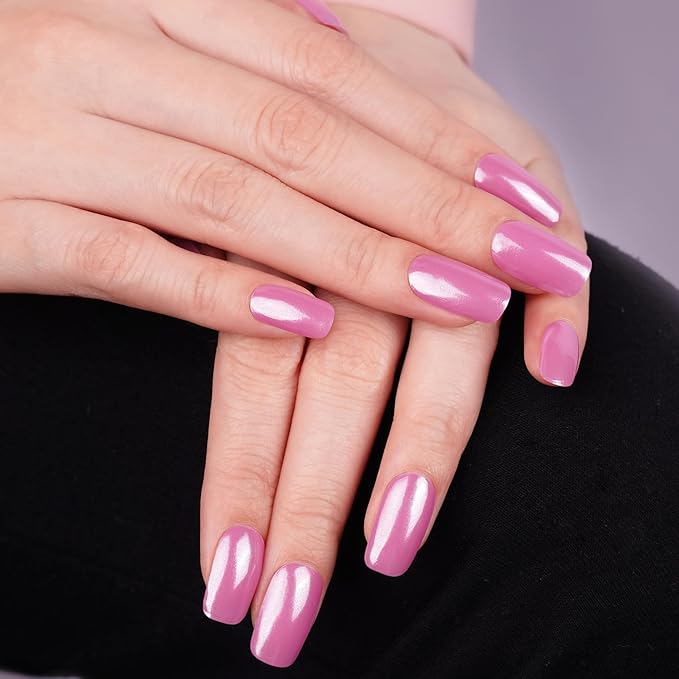 DANNI & TONI Semi Cured Gel Nail Strips Pinkish Purple (Luminous Shine) Mauve Gel Nail Wraps 28 Stickers