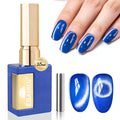 EBANKU Blue Cat Eye Gel Polish, 15ML 0.5 OZ Holographic Glitter Shimmer Translucent Jelly Color Magnetic Polish with Magnet Holiday Salon DIY at Home