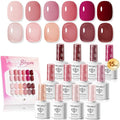 modelones 12Pcs 15ML Gel Nail Polish Set , Same Color Same Bottle Jelly Nude Pink Red Beige Skin Tones Neutral Brown Hema-free Gel Polish Kit 2026 Spring Soak Off Gel Polish Set Manicure Nail Art DIY