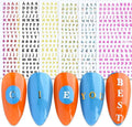 12 Colors Letters Nail Art Stickers, 3D English Self-Adhesive Sticker Design, Laser Gold Silver Red Black White Pink Yellow Green 26 Alphabet Nail Transfer Decals for Women Manicure Decorations