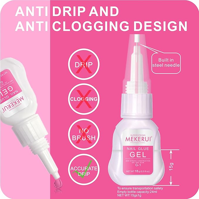 Nail Glue & Remover Kit - 30+ Days Long-Lasting Gel, No UV Light Needed, Dropper-Type Quick Removal (G1 & R1 Professional Bundle)