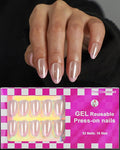 16 Size Chrome White French Tip Almond Press On Nails,32 Pcs Salon Quality Glossy Short Glue on Gel Nails (Pink on Pink French Tip)
