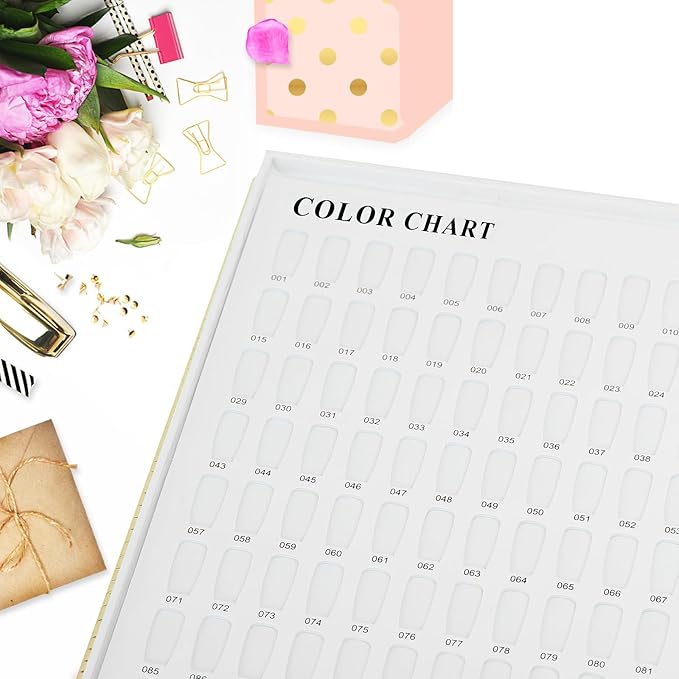 308 Colors Nail Swatches Book with 360 Nail Tips and Number Labels Professional Nail Color Chart Card Display Gel Polish Book Nail Painting Practice Design Board No Need Pasting, No Need Glue
