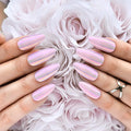 Hypnaughty 24 Pcs Light Pink Almond Chrome Luxury Press On Nails and Glue Reflective Medium Long Pointed False Nails (Light Pink Almond Chrome)
