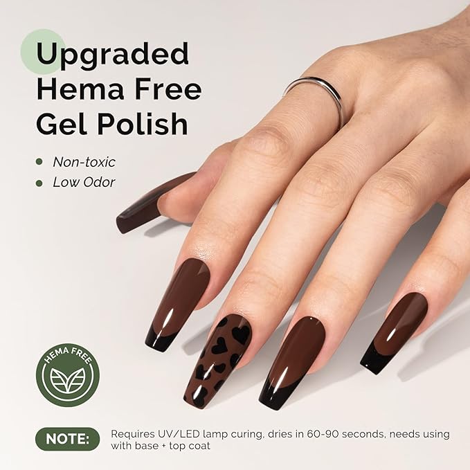 MelodySusie Hema Free Gel Nail Polish, 0.5 Fl Oz Thick Red Walnut Brown Gel Polish, Non-Toxic, Long Lasting, Soak Off UV Nail Polish, Manicure Nail Design Salon DIY Nail Art at Home B3201