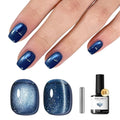 modelones Cat Eye Gel Nail Polish,Blue Glass Nail Polish Sparkle Reflective Glitter Polish Spring Deep Navy Blue Translucent U V Magnet Soak Off LED Nail Art Gel Top Coat DIY Salon 15 ML