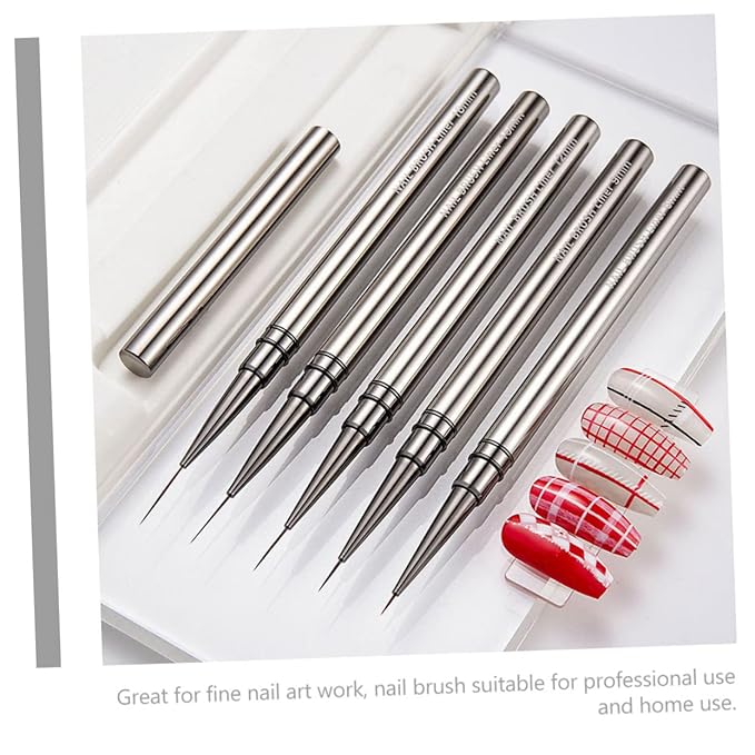 Nail Art Liner Brush Pen Precision Manicure Tool for Diy Nail Design Metal Handle for Home and Professional Use