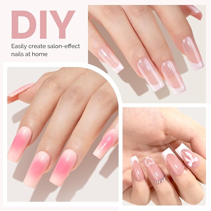 MelodySusie Square Gel Nail Tips Kit-300Pcs Pre-Building Apex Fake Nail Tips 20g Solid Nail Glue Gel,Half Matte Full Cover Clear Acrylic Nail,15Sizes Thick Strong Long Lasting for Home DIY&Salon