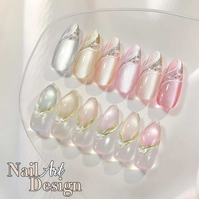 Double Rhythm 0.5 Oz Cat Eye Gel Polish with Magnet Same Color Same Bottle Holographic Glitter Shimmer Translucent Color Salon 15 ML Magnetic Nail Art (Pale Nude-MC1148)