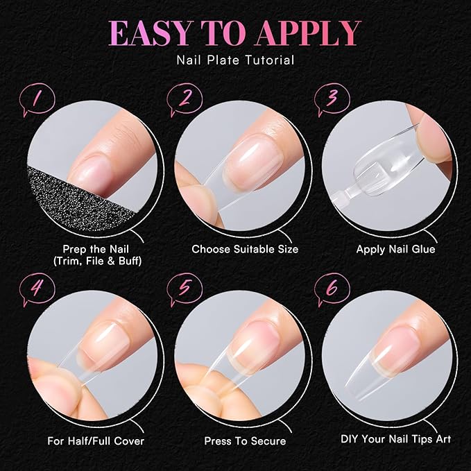 Makartt Coffin Nail Tips: Medium, 240PCS, 15 Sizes, Half Matte, Clear Acrylic, Full Cover Ballerina Press on Nails Extensions Supplies Salon and DIY Extension for Long-Lasting Manicure