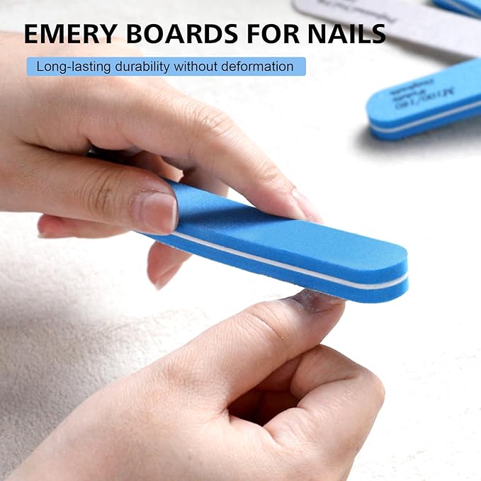 BALUCA 10-Pack Professional Nail Files & Buffers for Acrylic & Natural Nails | Double-Sided 100/180 Grit Emery Boards | Reusable Salon-Grade Nail Filer & Shine Kit for Women & Pets (Blue)