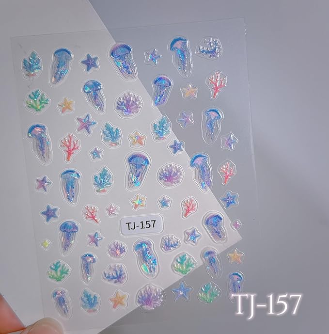 3 Sheets Jelly Planet Series Nail Stickers 5D Embossed Nail Art Stickers Space Nail Decals with Earth Moon Saturn Designs Cute DIY Self-Adhesive Nail Art Supplies