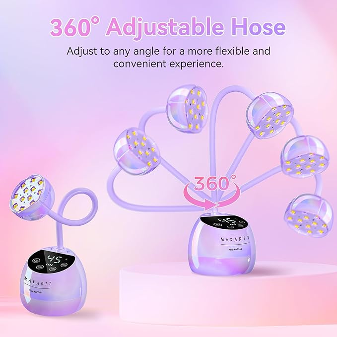 Makartt UV LED Nail Lamp - Gooseneck UV Light for Gel Nails USB 39mW/cm² Cordless Flash Cure Lamp with 4 Times & Auto Sensor Nail Dryer Fast Curing Nail Art Design for Salon Home DIY (Glazed Purple)