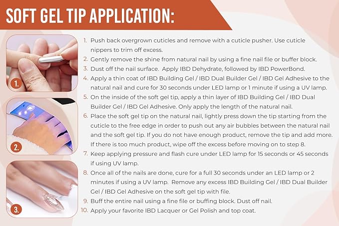 IBD Clear Soft Gel Nail Tips - Pre-Etched Short Almond Nail Tips for Strong Adhesion Acrylic Gel Extensions, Easy Press On DIY Nail Art, 504 Pcs, 12 Sizes