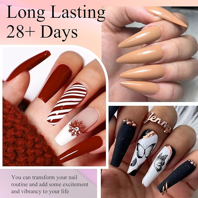 MEET ACROSS 30Pcs Nude Gel Polish 22 Colors Gel Nail Polish Set Black Red Skin Tones Series Neutral Brown Fall Winter Gel Nail Kit DIY Nail Art Salon Home Gift