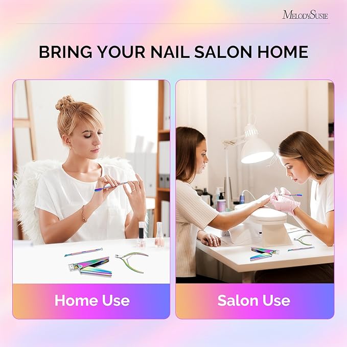 Melodysusie 4 in 1 Acrylic Nail Clippers Set, with Cuticle Trimmer and Dual-Ended Cuticle Pusher Remover, Stainless Steel Acrylic Nail Cutter Set, Pedicure Manicure Acrylic Nail Tools for Home Salon