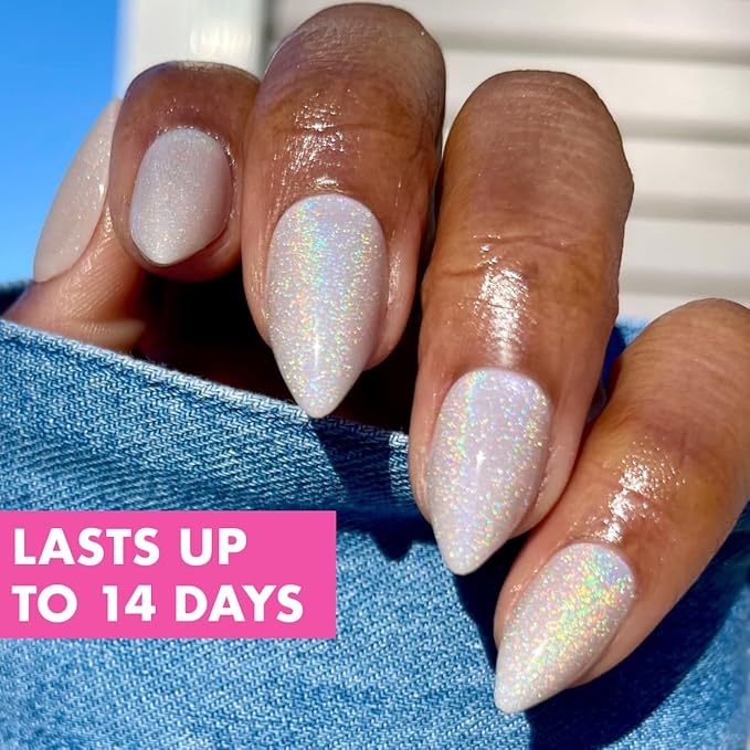 Olive & June Maximalist Instant Mani Press-On Nails (Glue) | 42 Fake Nails, 21 Sizes | Non-Toxic, Long-Lasting Big, Bold Gorgeous Realistic Look | Medium, Stiletto | Neutral Iridescent Velvet
