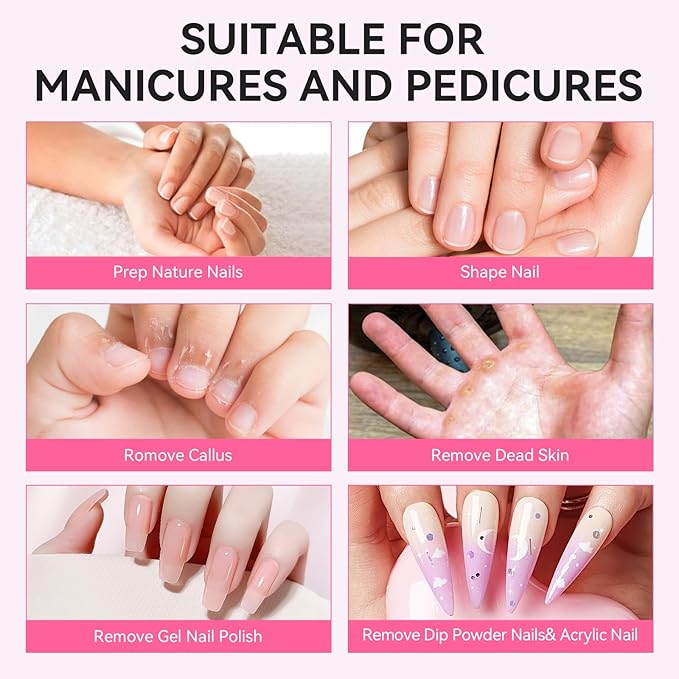 Makartt Sanding Bands for Nail Drill - 100 Pcs Nail File Sanding Bands for Drill Bits #80 Medium Grits for Acrylic Nails Gel Removing and Shaping, Upgrade Thicker Durable Sanding Drill Bit, Pink