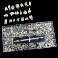 1000 Pcs Crystal Champagne Nail Art Rhinestone Accessories Flat Glass Stone Strass Mixed Shape DIY 3D Fingernail Decoration 20 Styles Flat- Back Nail Art Rhinestone With 1 Pick Up Pen In Clear Big Box